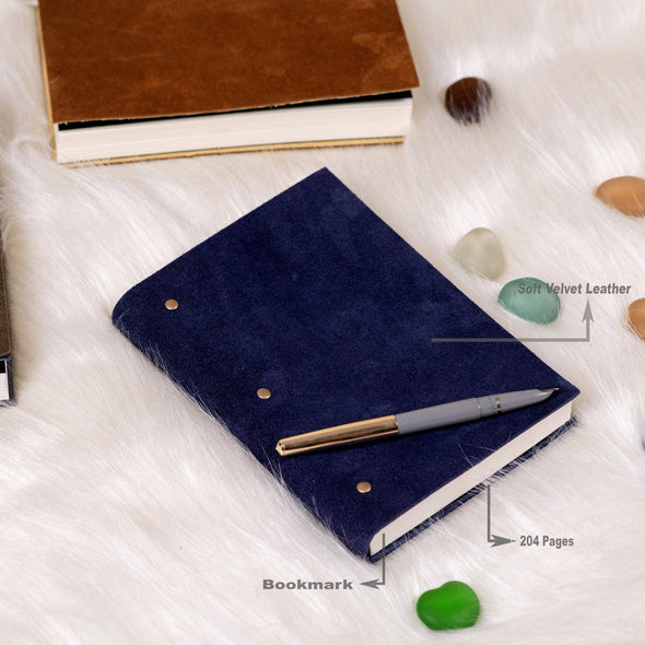 Soft Cover Suede Leather Diary Journal- Dark Blue