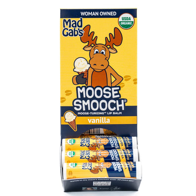 24pc Organic Moose Smooch Vanilla Lip Balm POP
