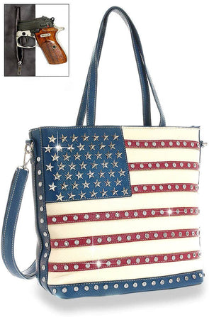 American Flag Rhinestone Shopper Tote