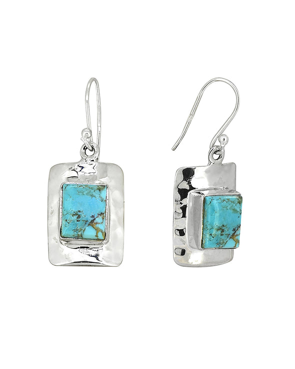 925 Sterling Silver Blue Mohave Turquoise Dangle Earring