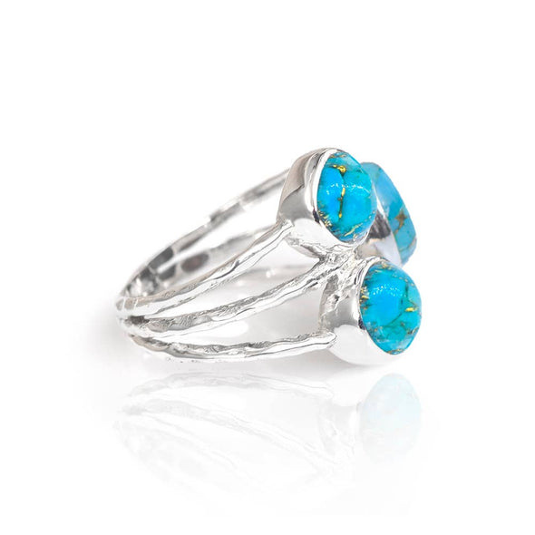 Blue Copper Turquoise 925 Sterling Silver Split Shank Ring