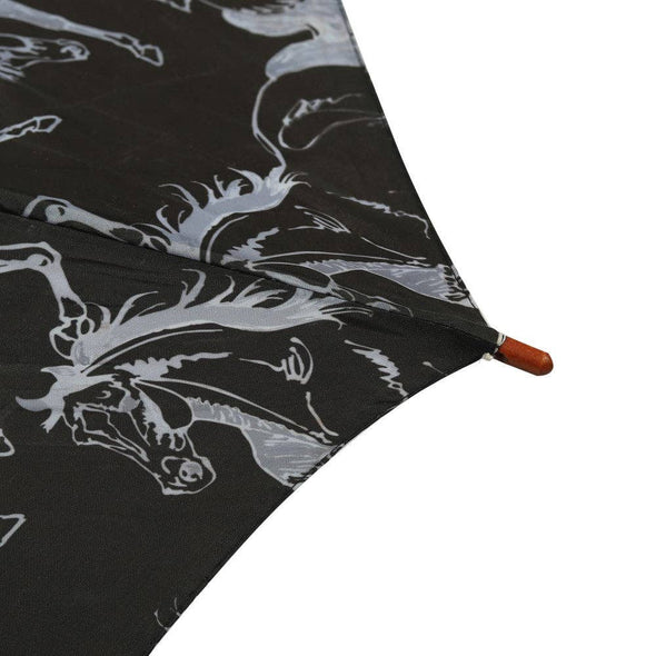 AWST Int'l Lila Linear Horses Umbrella: Black