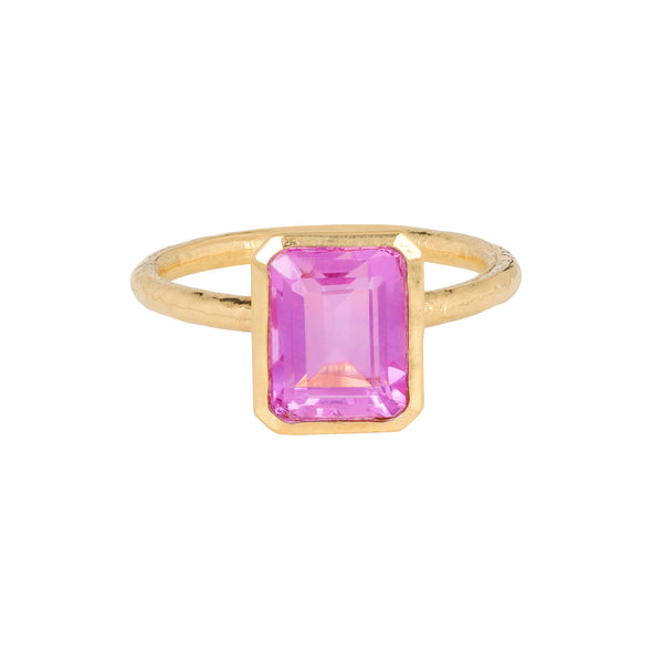 Gold Plated Over Silver Kunzite Quartz Solitaire Ring