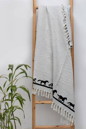 Cotton Throw Blanket Horses