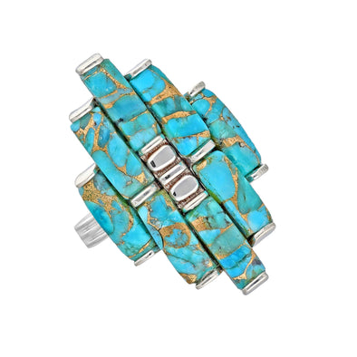 Blue Mohave Turquoise 925 Sterling Silver Statement Rings