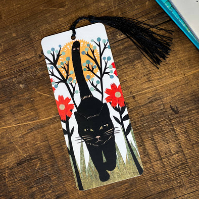 Cat Bookmark featuring cut paper collage by Angie Pickman