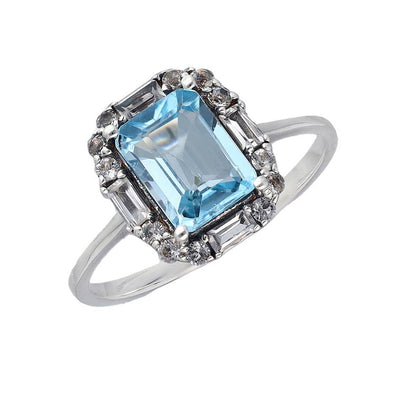 925 Sterling Silver Blue Topaz Solitaire Ring