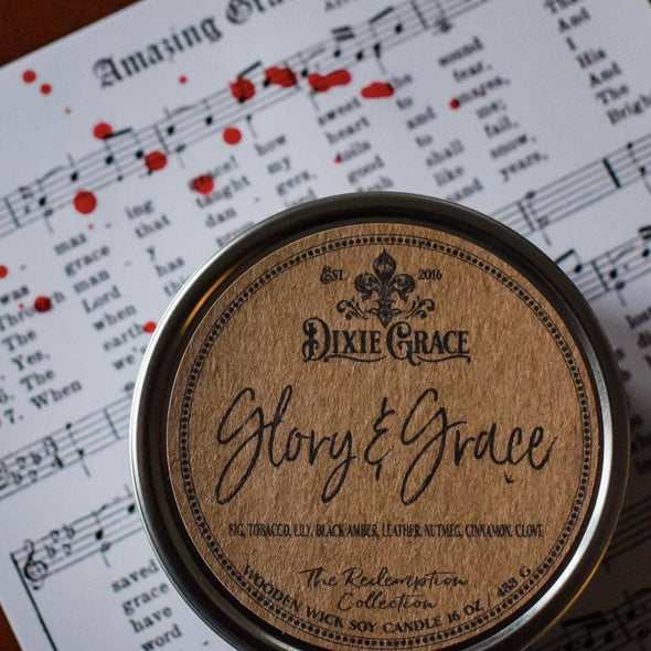 Glory & Grace - Wooden Wick Candle: 8 oz Candle Tin