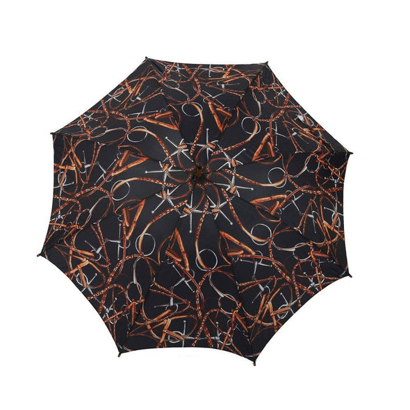 AWST Int'l Lila Linear Horses Umbrella: Black