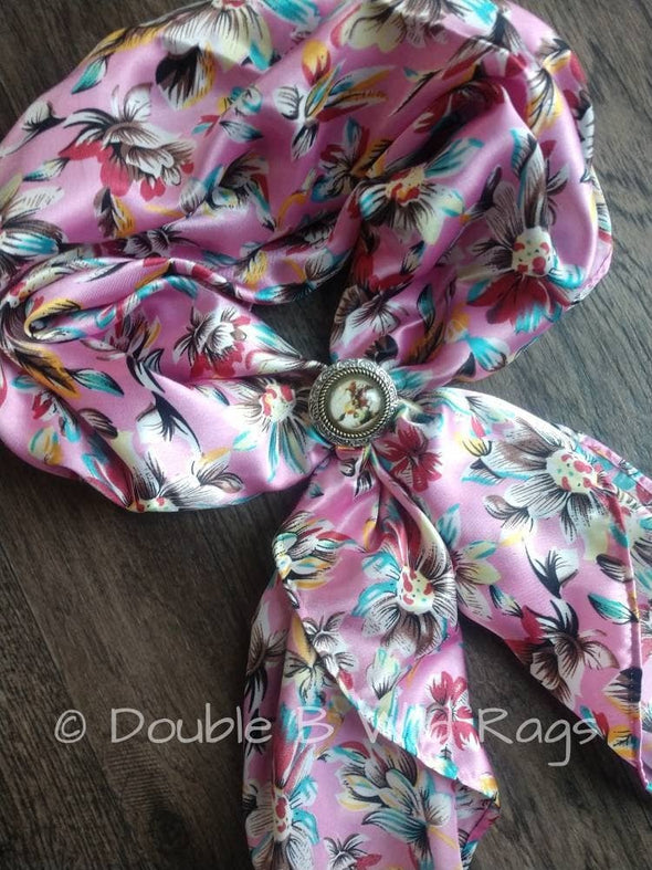 Wild Rag FLORAL 701 Wild Daisy PINK Cowboy Western Neck Scarf Bandanna by Double B Wild Rags