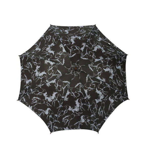 AWST Int'l Lila Linear Horses Umbrella: Black