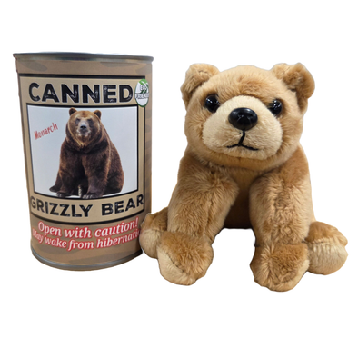 Monarch the Canned Grizzly Bear | Plush Animal Can w/Jokes