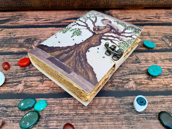 Vintage Leather Bound journal Diary with Tree of Life print