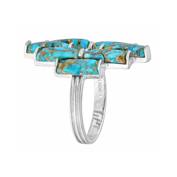 Blue Mohave Turquoise 925 Sterling Silver Statement Rings