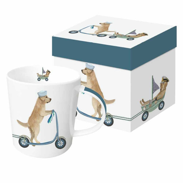 MUG IN GIFT BOX-SCOOTER DOGS: GOLDEN RETRIVERS