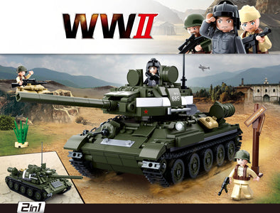 WWII T-34\85 Medium Tank 2-in-1 Building Brick Kit (687 Pcs)