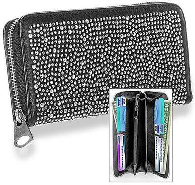 Rhinestone Covered Wallet - Black: Black