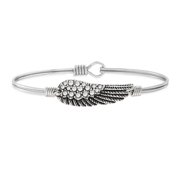 Angel Wing Bangle Bracelet in Crystal