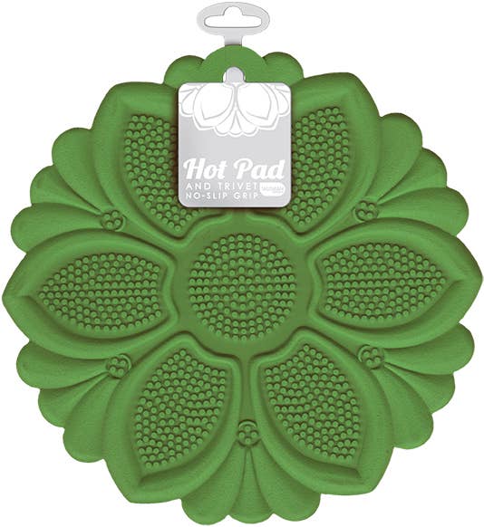 Floral Silicone Trivet and Pot Holder | Forest Green