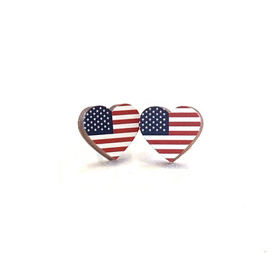 Flag Heart Stud Earrings