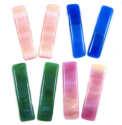 Children's Barrette Pairs Stained Glass Bright Swirls Small