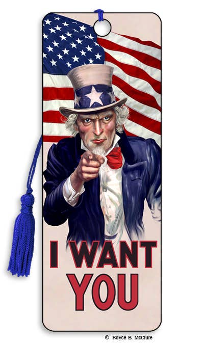Bookmark with Uncle Sam saying "I Want You"