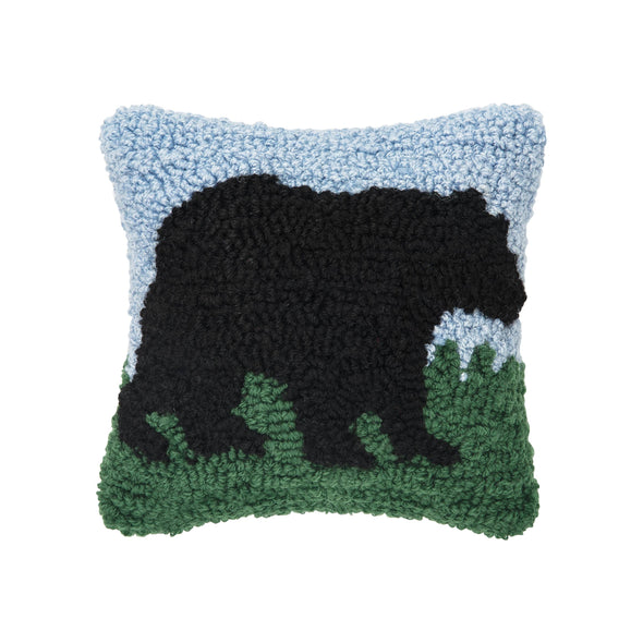 Bear Mountain Hooked Petite Pillow | Cabin Decor
