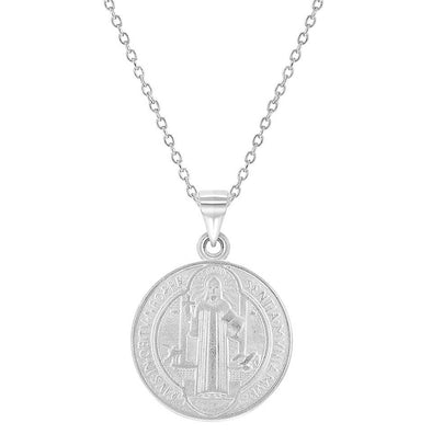 Sterling Silver Saint Benedict Medal Necklace