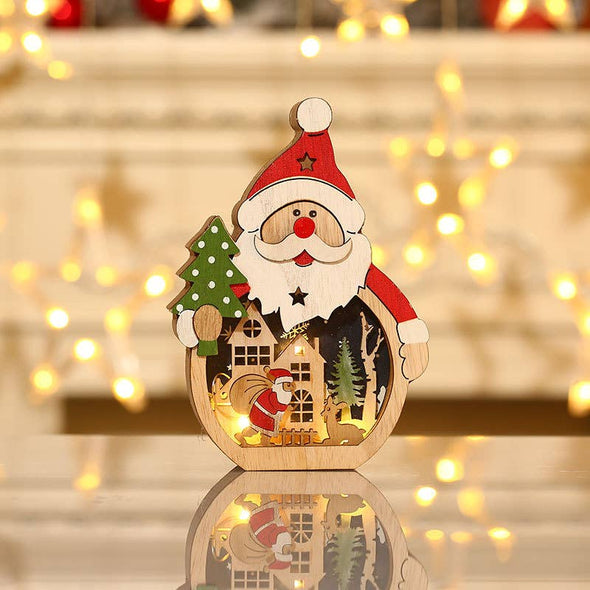 Christmas Decorations Led Luminous Wooden Ornaments