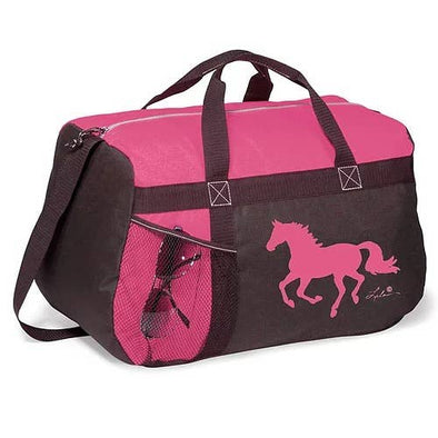 Duffle Bag, Pink With "lila" Galloping Horse