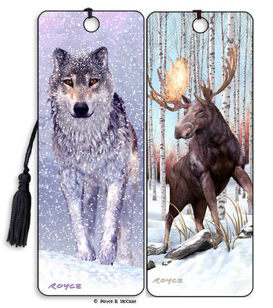 Wolf-Moose Flip 3D Bookmark