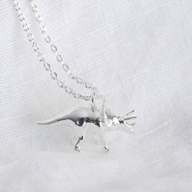Dainty Triceratops Necklace | Sterling Silver