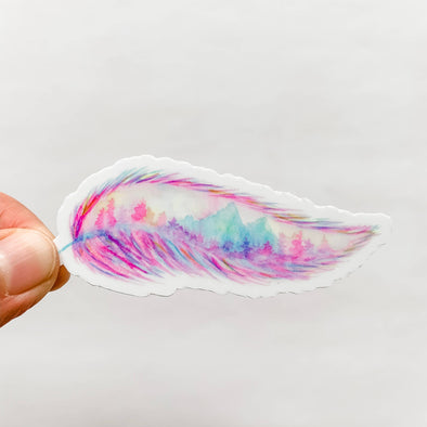 Feather Mountain Scene Sticker Decal