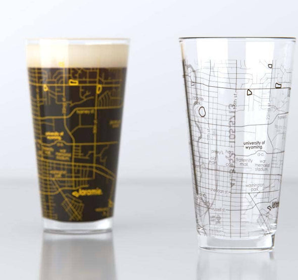 University of Wyoming College Town Map Pint Glass