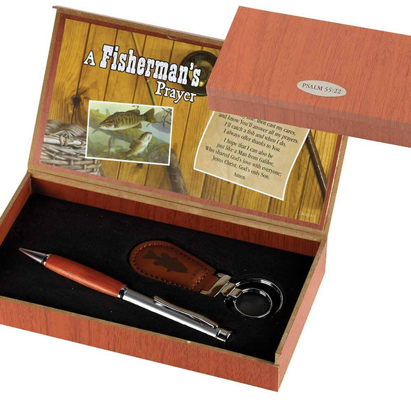 Fisherman's Pen and Keyring Set | Barnwood and Leather