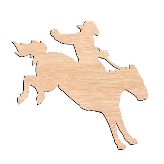 Horse with Rider - Raw Wood Cutout: 4 inch (Package of 3)