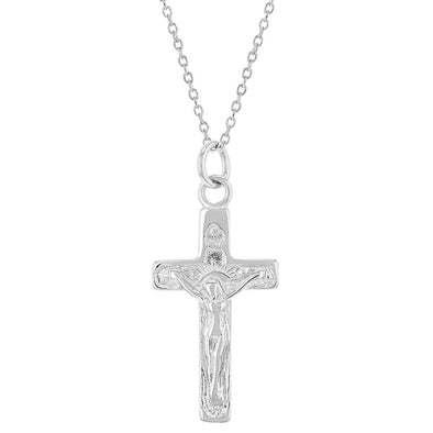 Sterling Silver Christian Crucifix Jesus Christ Necklace
