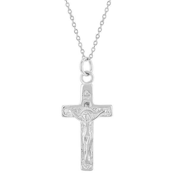 Sterling Silver Christian Crucifix Jesus Christ Necklace