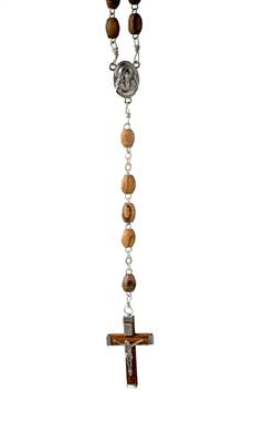 R10 - Olive Wood Rosary with Crucifix and water from Jordan