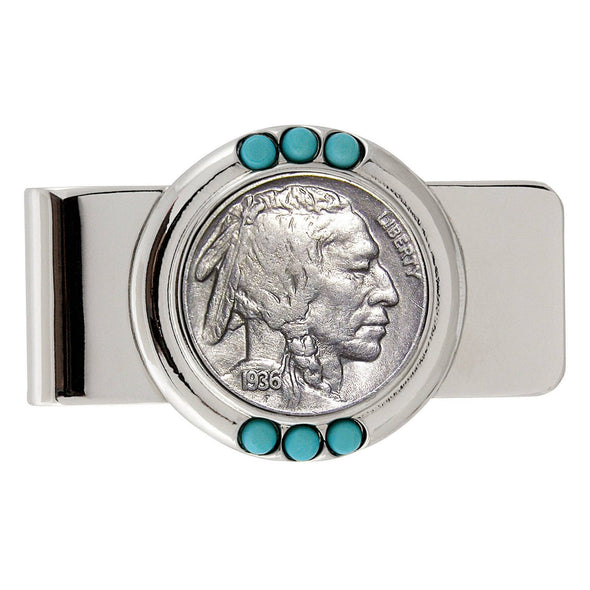 Buffalo Nickel Turquoise Coin Money Clip