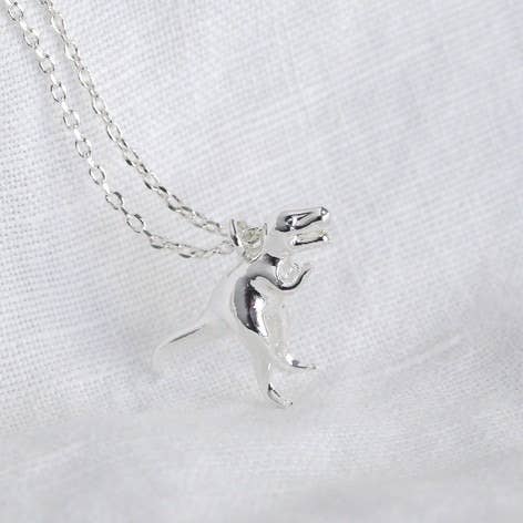 Dainty T-rex Necklace | Sterling Silver
