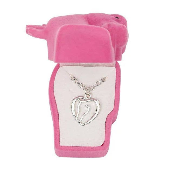 AWST Int'l Horse Head Heart Necklace w/ Horse Head Gift Box