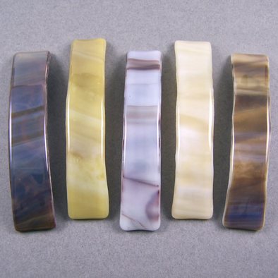 OOAK Set of Barrettes Stained Glass Tan Brown Beige Large