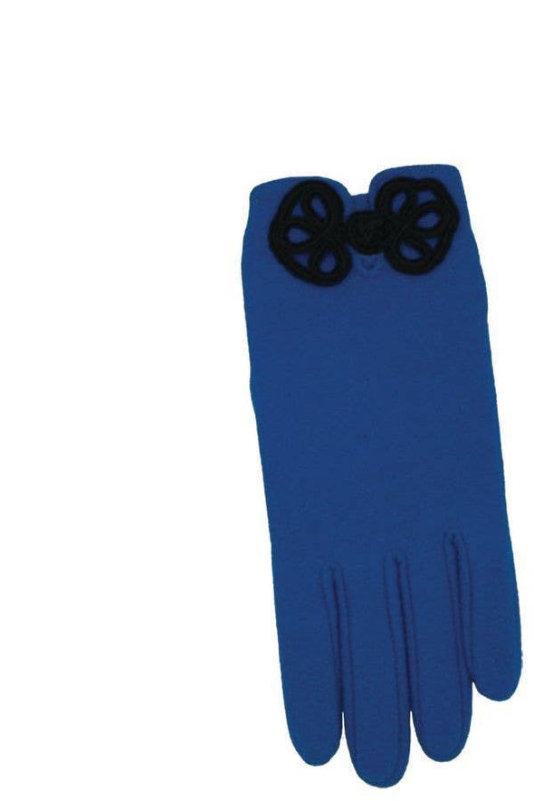 Vintage inspired dinner gloves- bright blue with black bow