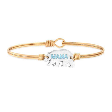 Mama Bear Bangle Bracelet in Blue