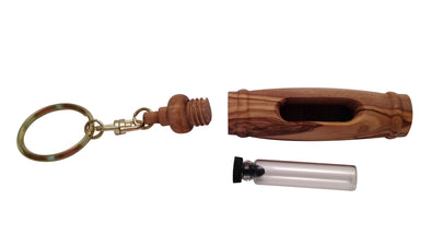 MS20 - Olive Wood oil or perfume vial keychain. - 3"