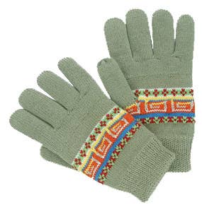 Green gloves with Aztec pattern