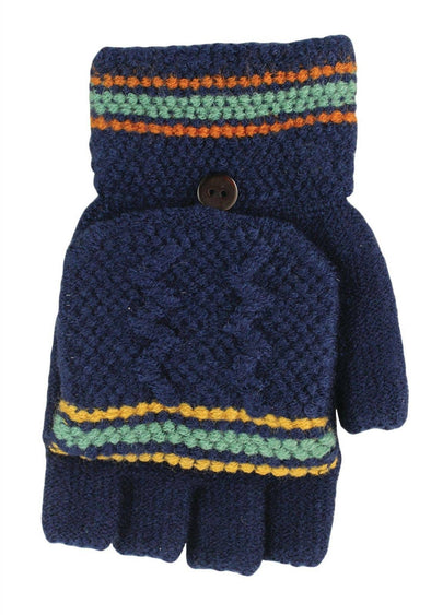 Fingerless gloves with mitten cap