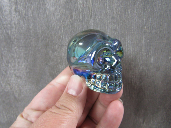 Titanium Aura Glass Medium Skull Figurine
