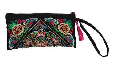 Embroidered Floral Clutch Bag